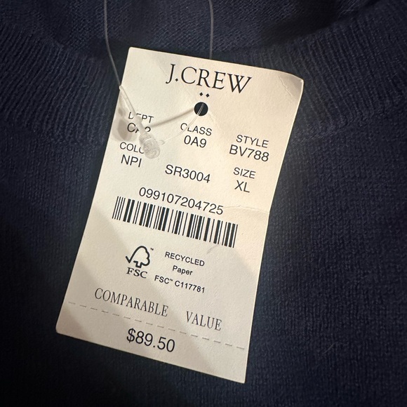 J. Crew Navy Blue Sweater with Pink Heart Accents New-Cute! - Picture 8 of 14